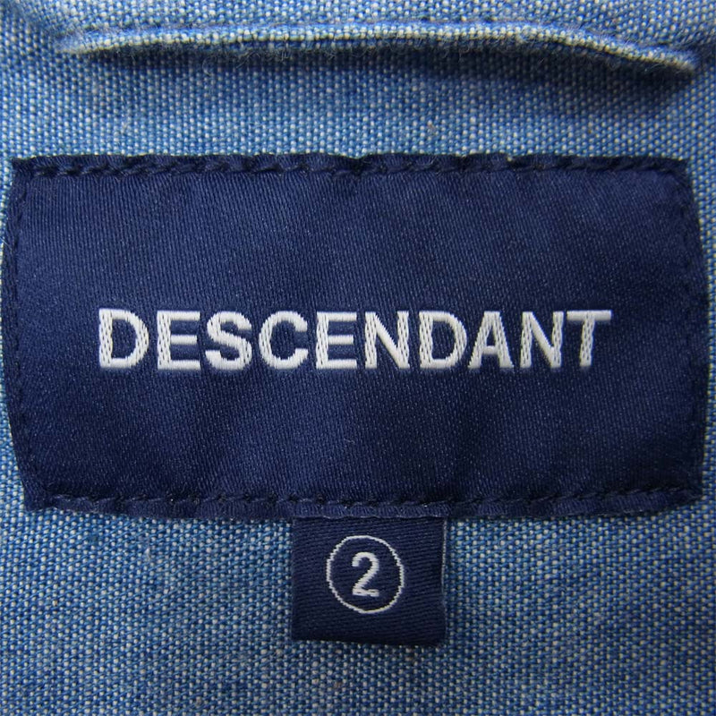 DESCENDANT ディセンダント NORMAN STAND COLLAR LS SHIRT スタンドカラー ノーカラー シャツ ブルー系 2【中古】