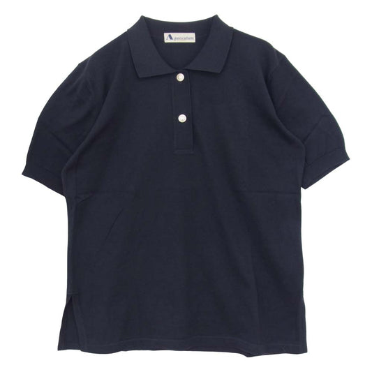 Aquascutum アクアスキュータム 2B 半袖 ニット ポロシャツ ネイビー ネイビー系 9【中古】