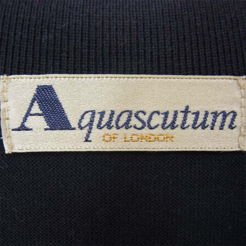 Aquascutum アクアスキュータム 2B 半袖 ニット ポロシャツ ネイビー ネイビー系 9【中古】
