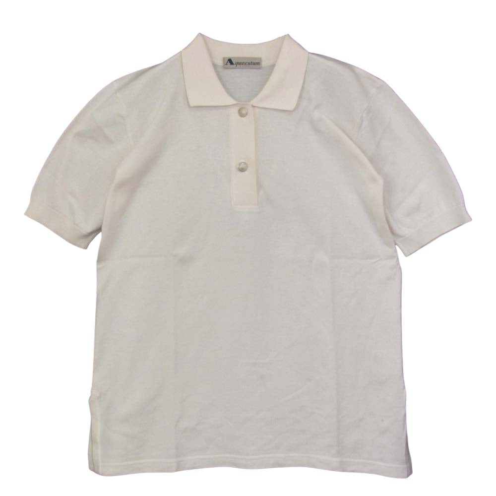 Aquascutum アクアスキュータム 2B 半袖 ニット ポロシャツ ホワイト ホワイト系 9【中古】