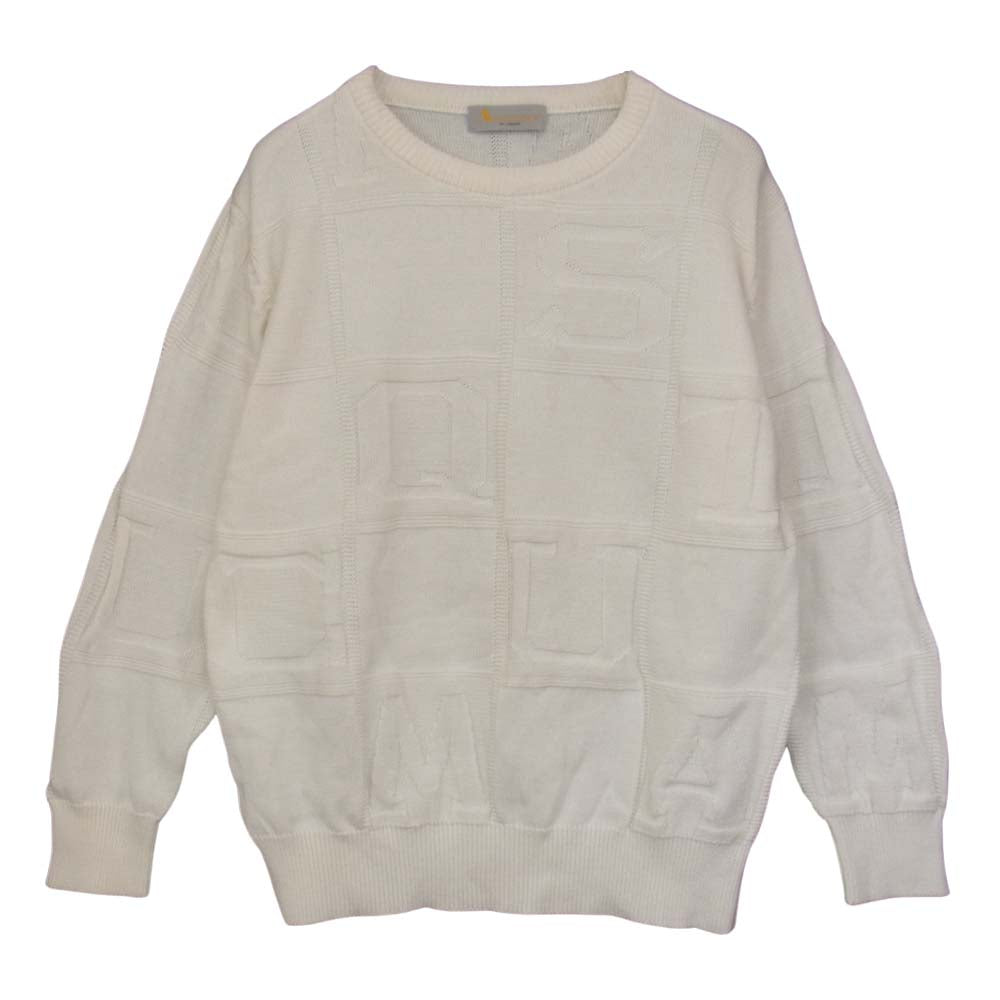 Aquascutum アクアスキュータム ロゴ ジャカード クルーネック ニット ホワイト系 9【中古】