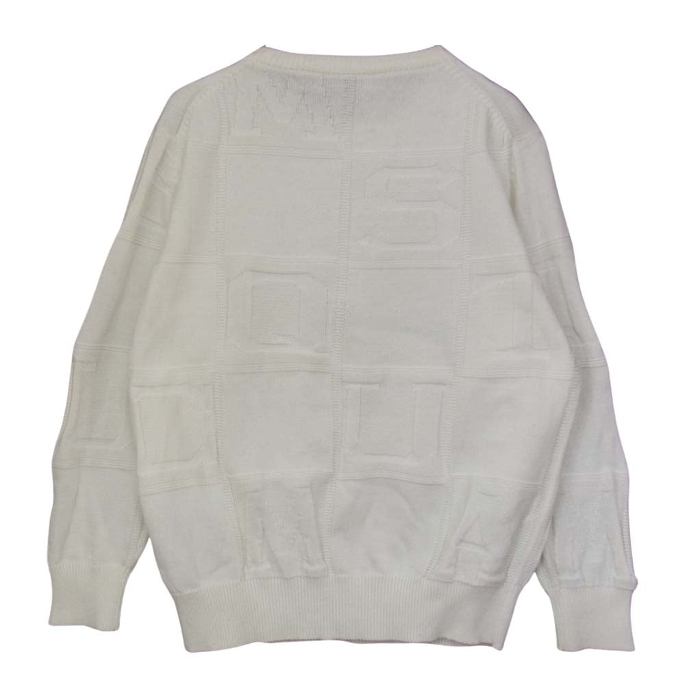 Aquascutum アクアスキュータム ロゴ ジャカード クルーネック ニット ホワイト系 9【中古】