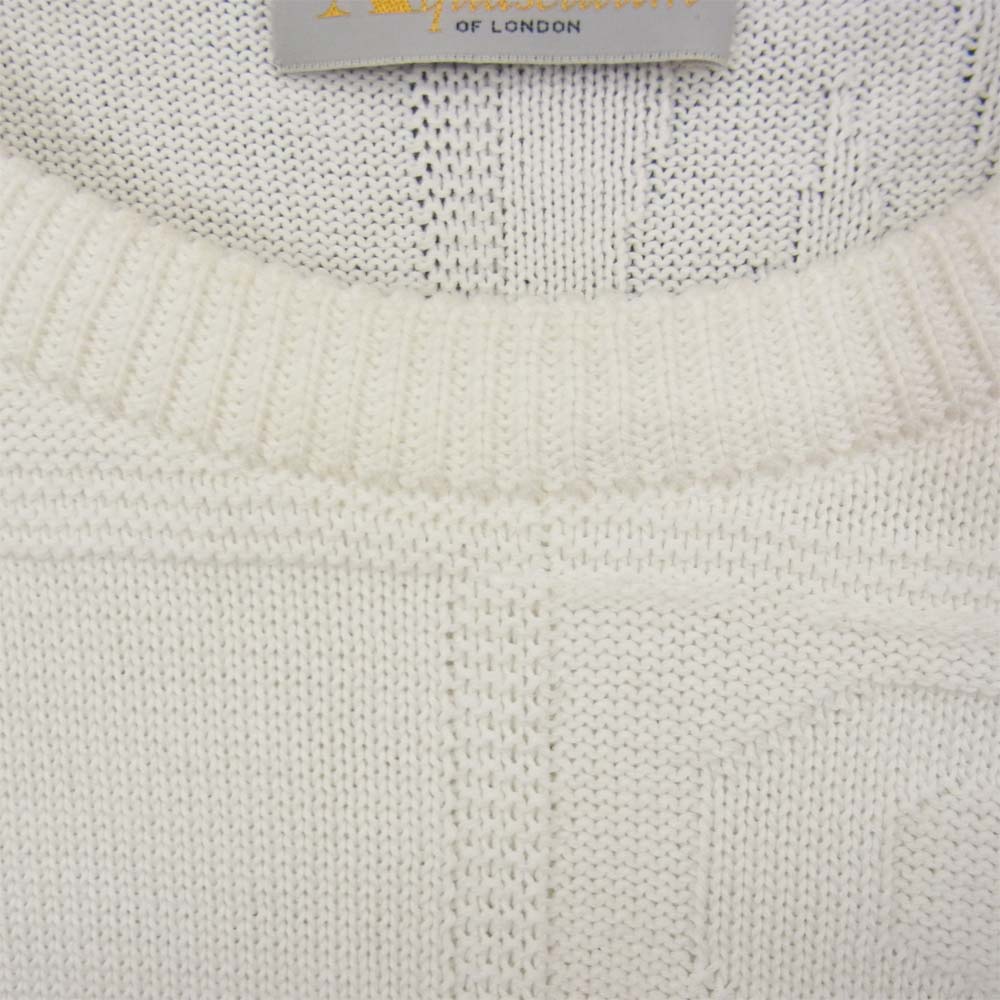 Aquascutum アクアスキュータム ロゴ ジャカード クルーネック ニット ホワイト系 9【中古】