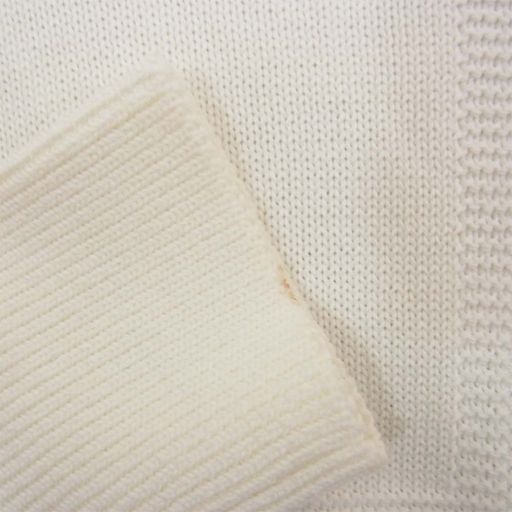 Aquascutum アクアスキュータム ロゴ ジャカード クルーネック ニット ホワイト系 9【中古】