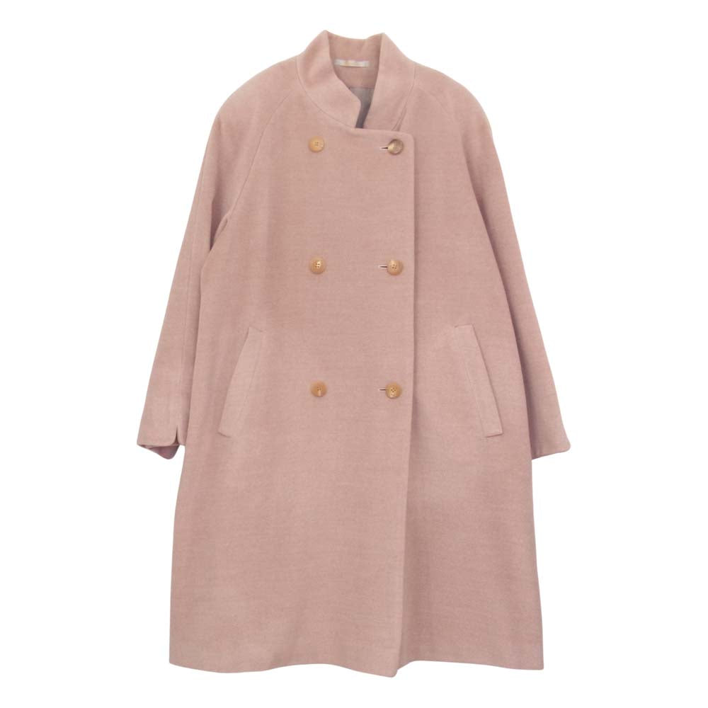 Aquascutum アクアスキュータム シルク混 裏地キュプラ ウール ダブルブレスト コート ピンク系 9【中古】
