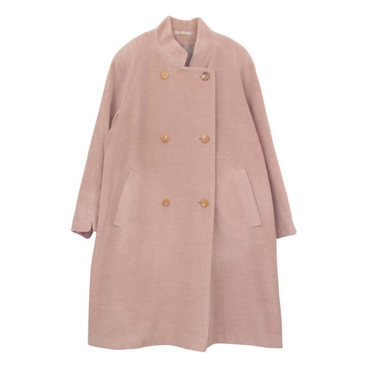 Aquascutum アクアスキュータム シルク混 裏地キュプラ ウール ダブルブレスト コート ピンク系 9【中古】