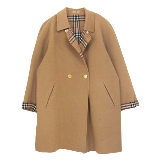 BURBERRY バーバリー FNA38-009-50 カシミヤ混 金釦 裏地チェック ウール コート ベージュ系 9【中古】