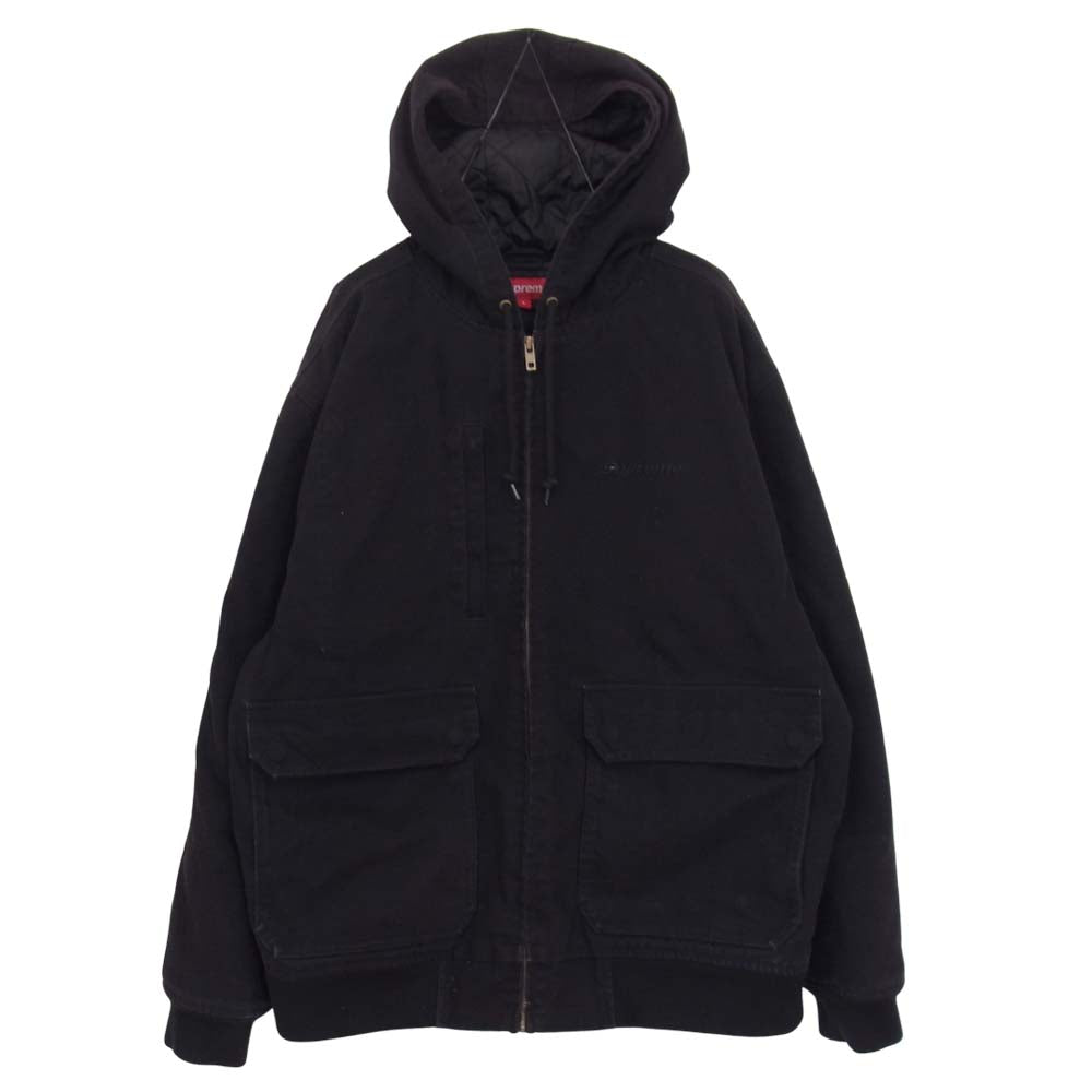 Supreme シュプリーム 20SS canvas hooded work jacket キャンバス フーデッド ワーク ジャケット ブラック系 L【中古】