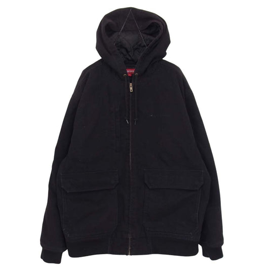 Supreme シュプリーム 20SS canvas hooded work jacket キャンバス フーデッド ワーク ジャケット ブラック系 L【中古】