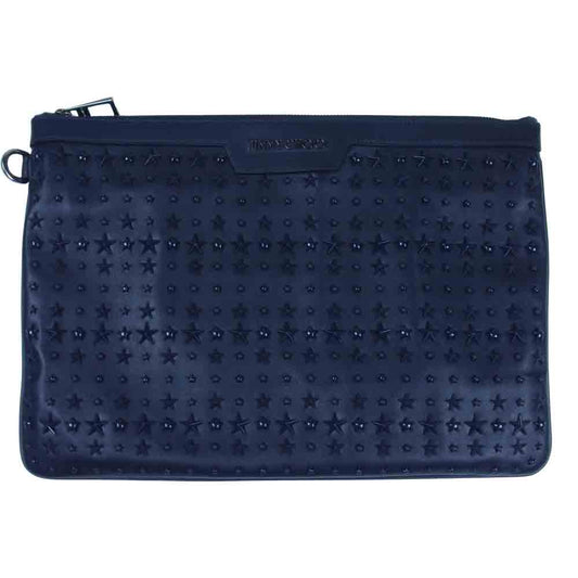 JIMMY CHOO ジミーチュウ スター スタッズ 裏地カモ クラッチバッグ セカンドバッグ ダークネイビー系【美品】【中古】