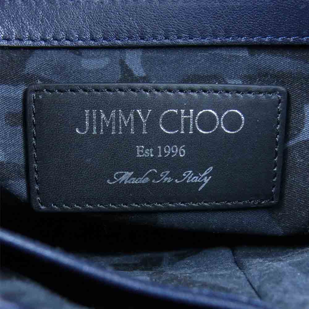 JIMMY CHOO ジミーチュウ スター スタッズ 裏地カモ クラッチバッグ セカンドバッグ ダークネイビー系【美品】【中古】