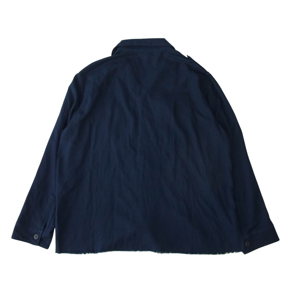 アミリ カットオフエッジ コットンカシミヤ ミリタリー シャツ ネイビー系 XL【中古】