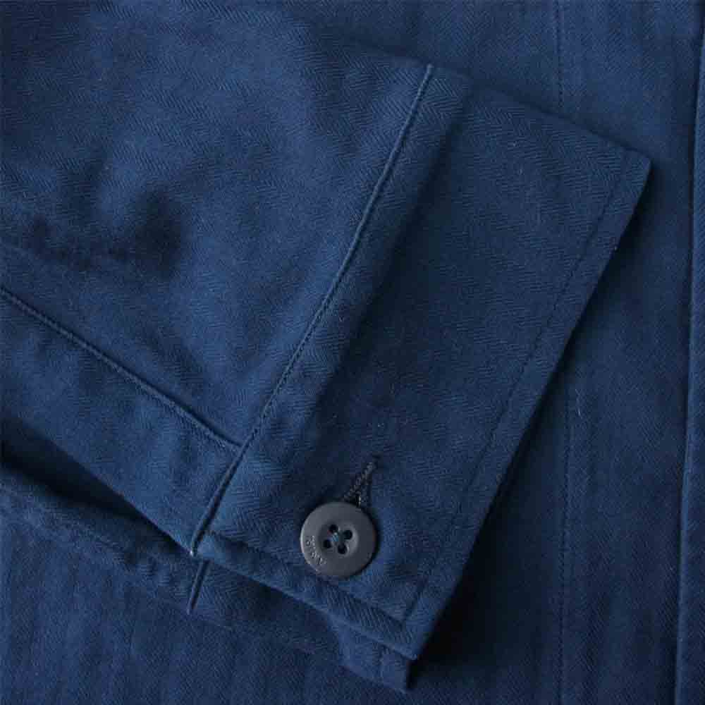 アミリ カットオフエッジ コットンカシミヤ ミリタリー シャツ ネイビー系 XL【中古】