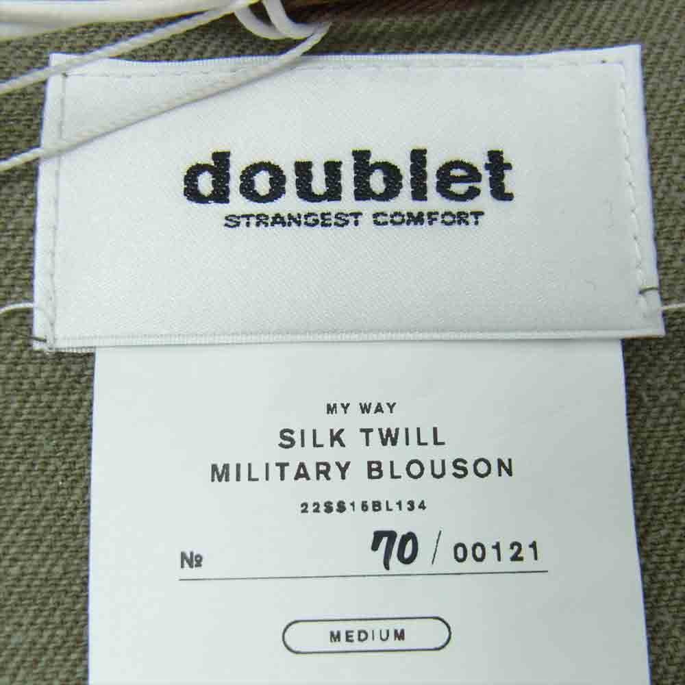 ダブレット 22SS 22ss15bl134 SILK TWILL MILITARY BLOUSON シルク ツイル ミリタリー ブルゾン ジャケット カーキ系 M【極上美品】【中古】