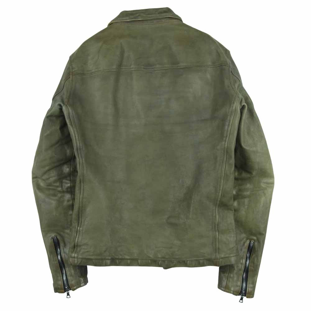 ISAMUKATAYAMA BACKLASH イサムカタヤマバックラッシュ L-1604-05 カウレザー シングル ライダース ジャケット カーキ系 S 1【中古】