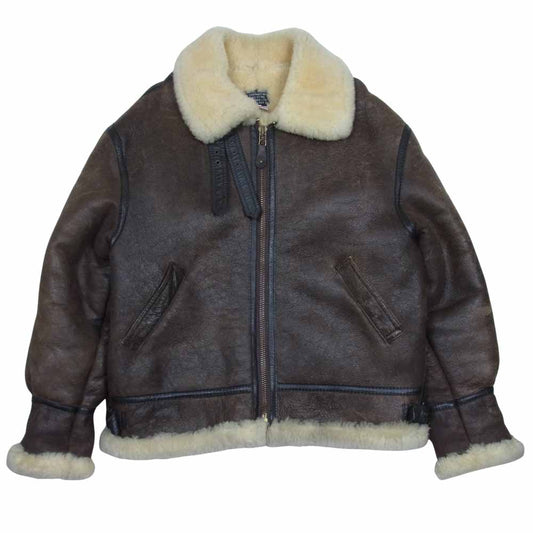 AVIREX アヴィレックス B-3 ボア レザー ムートン ジャケット ダークブラウン系 40【中古】