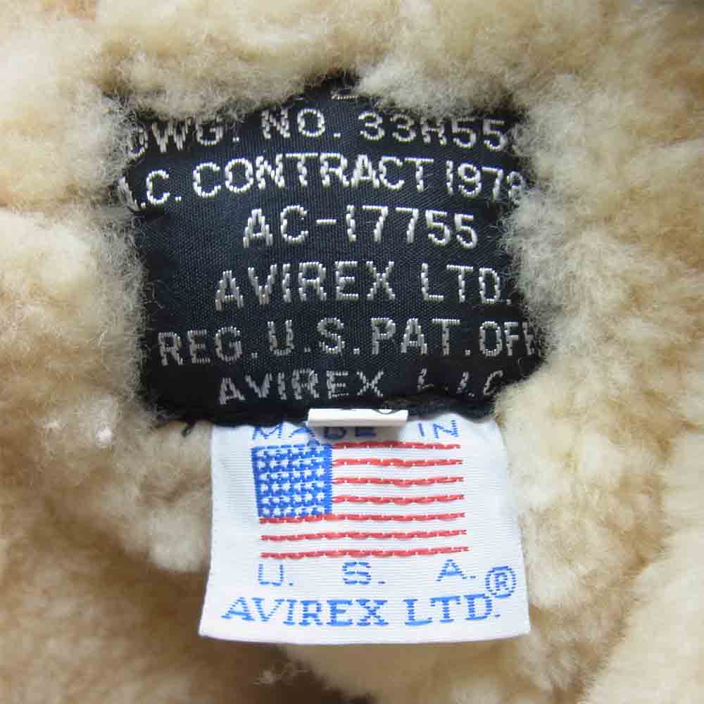 AVIREX アヴィレックス B-3 ボア レザー ムートン ジャケット ダークブラウン系 40【中古】