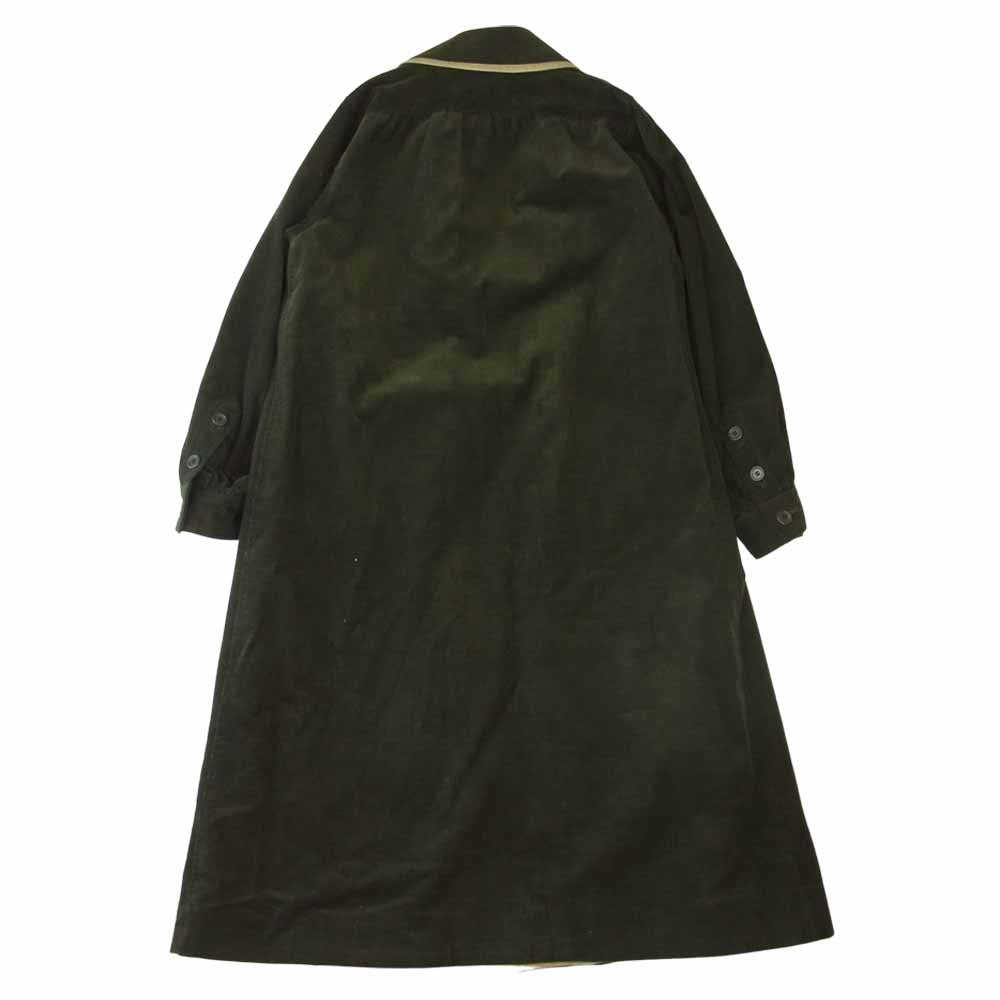 YVES SAINT LAURENT イヴサンローラン HS719-030-66 PARIS オールド コーデュロイ×コットンギャバ ギャザースリーブ ベルテッド コート カーキ系 M【中古】