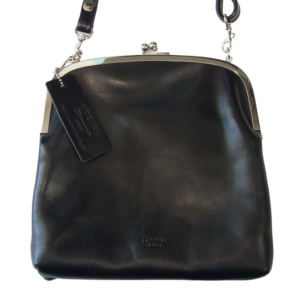 タイドウェイ 2WAY がま口 レザー ミニショルダーバッグ ブラック系【中古】
