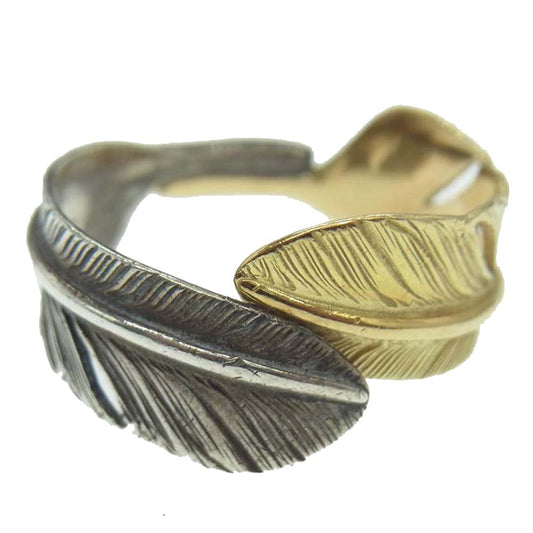 WINGROCK ウィングロック 18K コンビ ダブルフェザー リング シルバー系 ゴールド系 12号【中古】