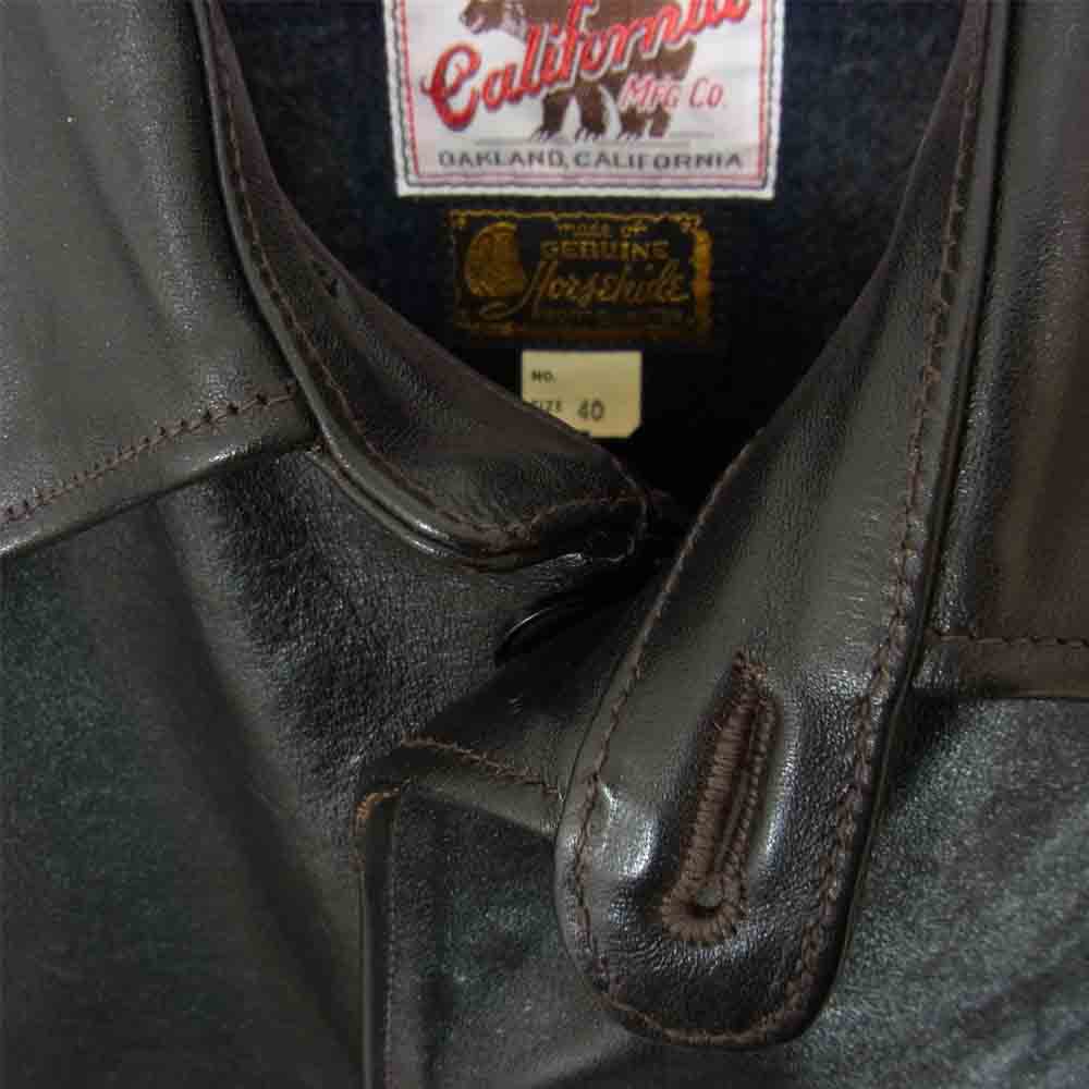 レインボーカントリー カリフォルニアエムエフジー California MFG 裏地チェック ホースハイド レザージャケット ブラウン系 40【中古】