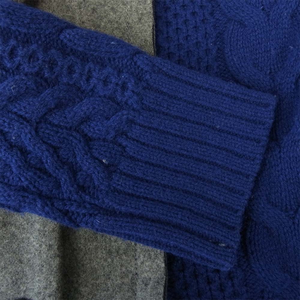 Sacai サカイ 14-02115 テーラードカラー ドッキング ケーブルニット カーディガン ブルー系 グレー系 1【中古】