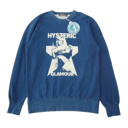 HYSTERIC GLAMOUR ヒステリックグラマー 02213CS07 YES YES YES 抜染プリント コットン スウェット インディゴブルー系 M【中古】