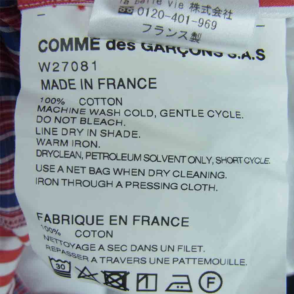 COMME des GARCONS コムデギャルソン SHIRT W27081 パッチワーク 切替 長袖 シャツ ホワイト系 レッド系 L【美品】【中古】