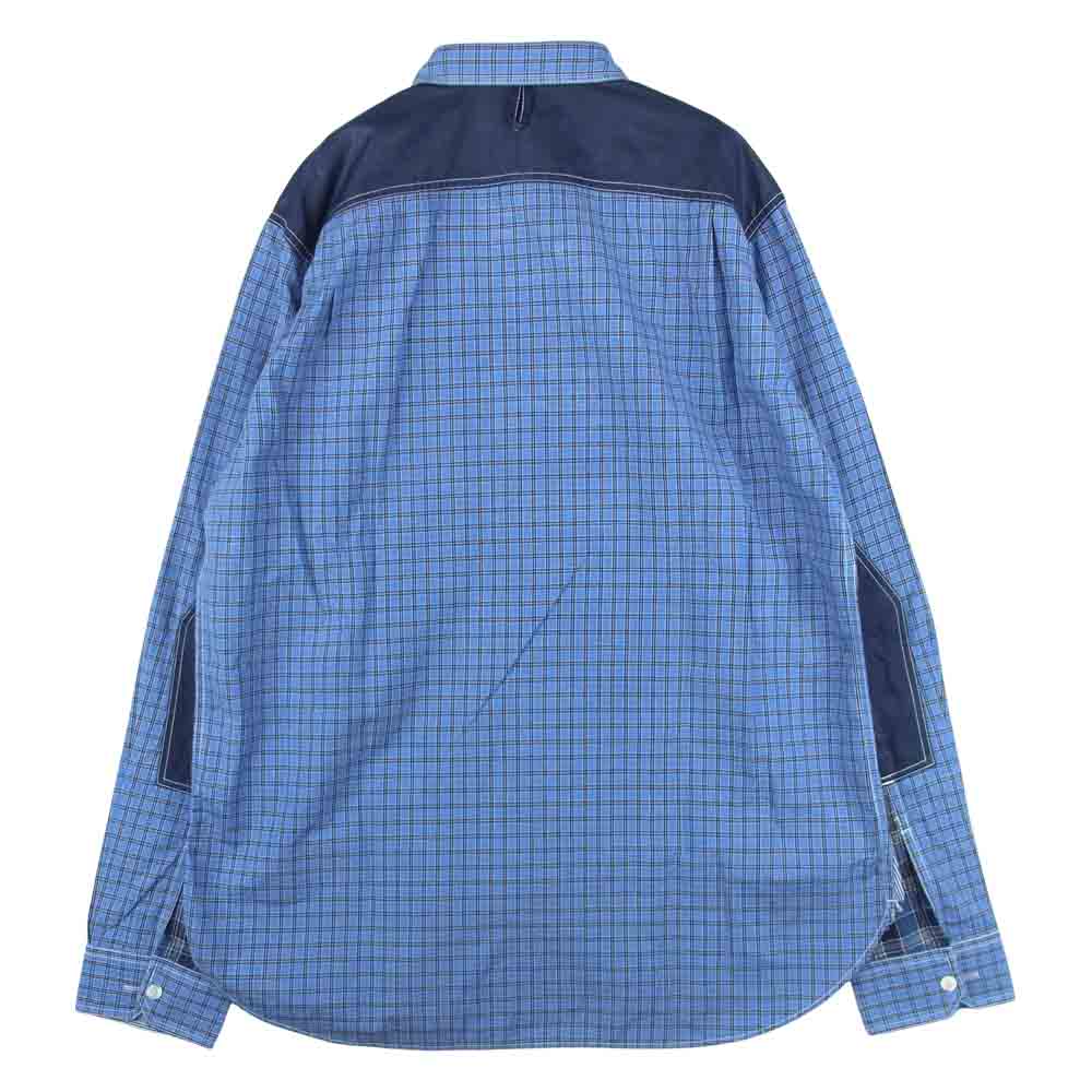 JUNYA WATANABE COMME des GARCONS MAN ジュンヤワタナベコムデギャルソンマン WF-B017 切替 長袖 チェック シャツ ブルー系 L【美品】【中古】