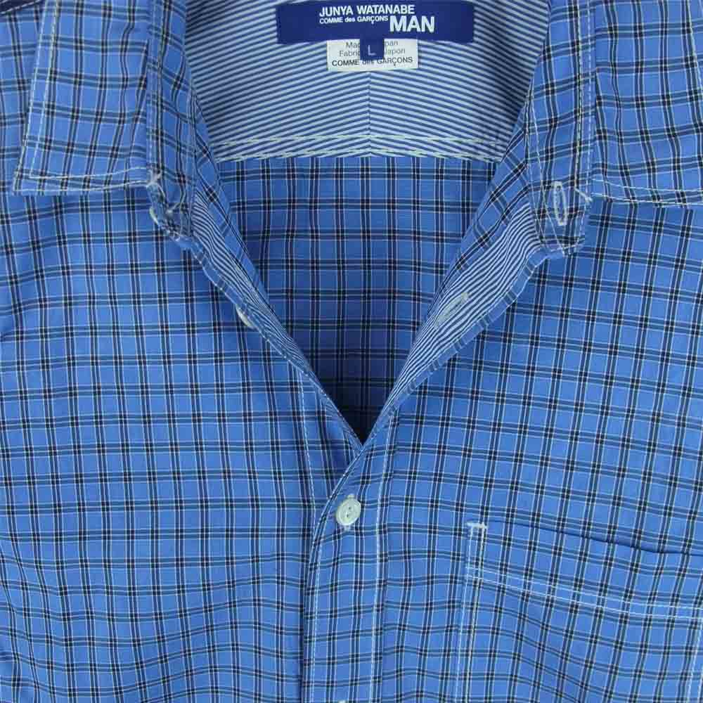 JUNYA WATANABE COMME des GARCONS MAN ジュンヤワタナベコムデギャルソンマン WF-B017 切替 長袖 チェック シャツ ブルー系 L【美品】【中古】
