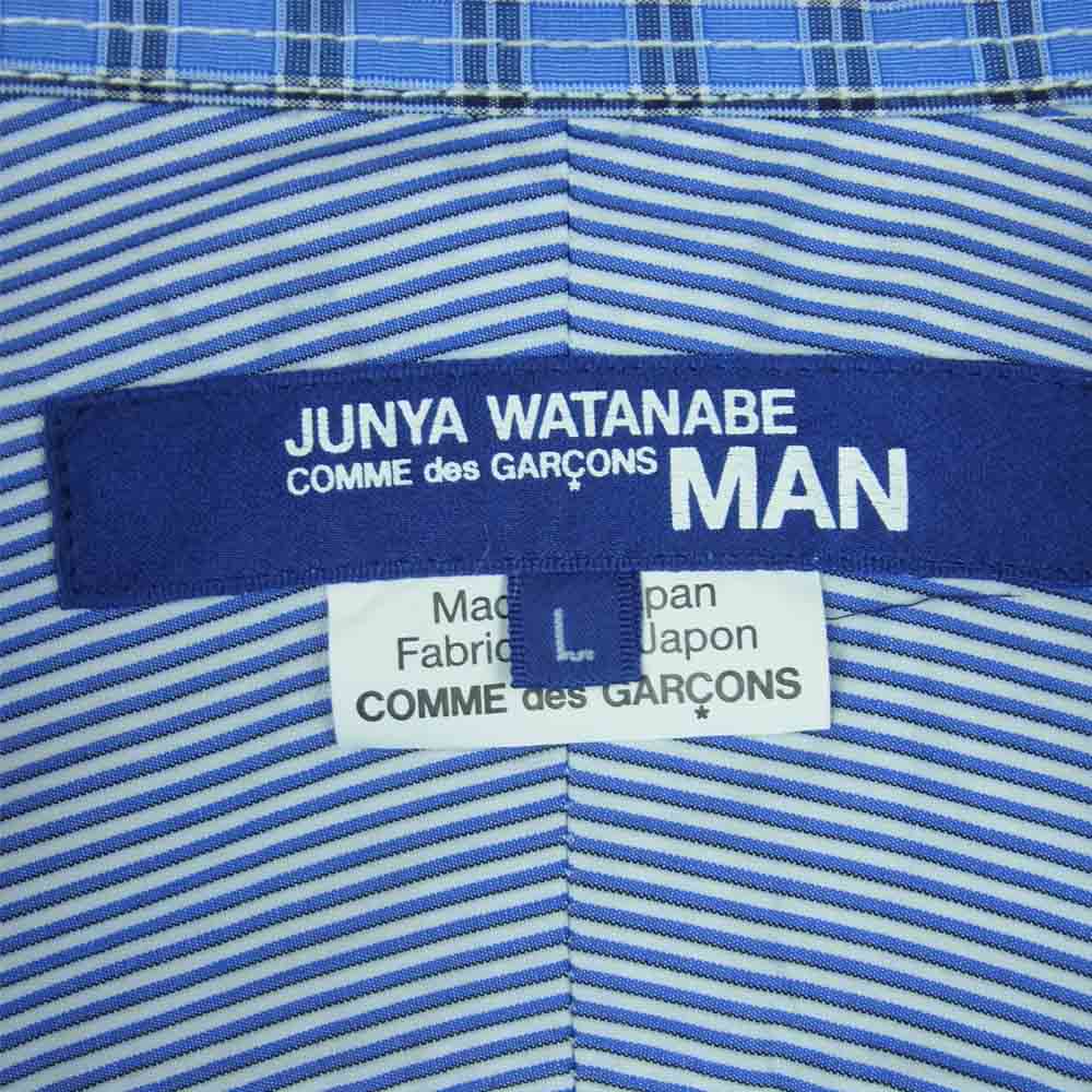 JUNYA WATANABE COMME des GARCONS MAN ジュンヤワタナベコムデギャルソンマン WF-B017 切替 長袖 チェック シャツ ブルー系 L【美品】【中古】