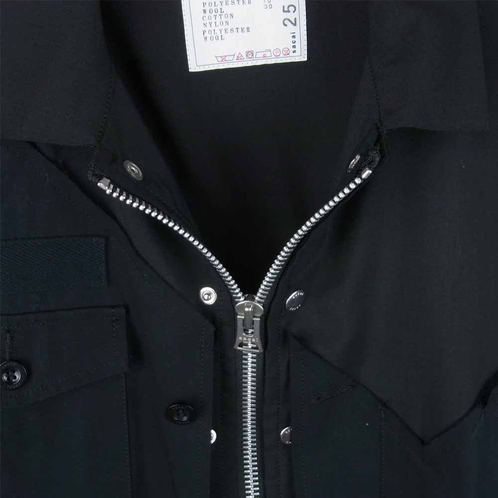 Sacai サカイ 21SS 21-02522M Solid Mix Blouson Hank Willias Thomas ソリッド ミックス ブルゾン ジャケット ブラック系 2【中古】