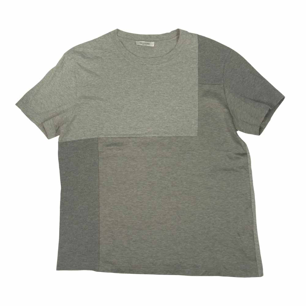VALENTINO ヴァレンティノ クルーネック 切替 デザイン 半袖 Tシャツ  グレー系 S【中古】
