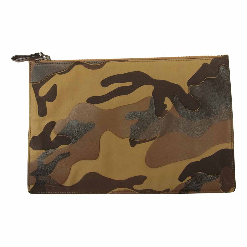 VALENTINO ヴァレンティノ GARAVANI ガラヴァーニ カモ セカンド クラッチバッグ ブラウン系【中古】