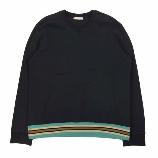 VALENTINO ヴァレンティノ MV3MF05P47R クルーネック リブ 切替 スウェット ネイビー系 L【中古】