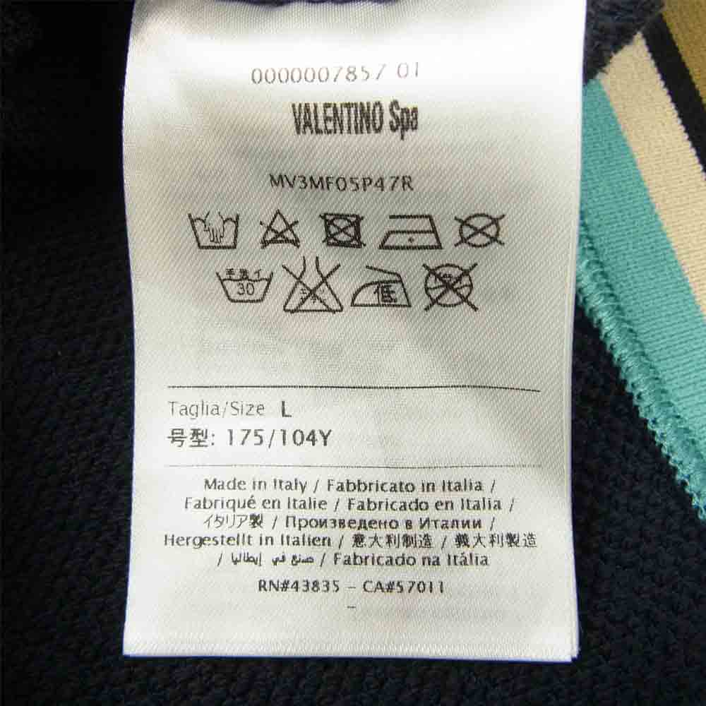 VALENTINO ヴァレンティノ MV3MF05P47R クルーネック リブ 切替 スウェット ネイビー系 L【中古】