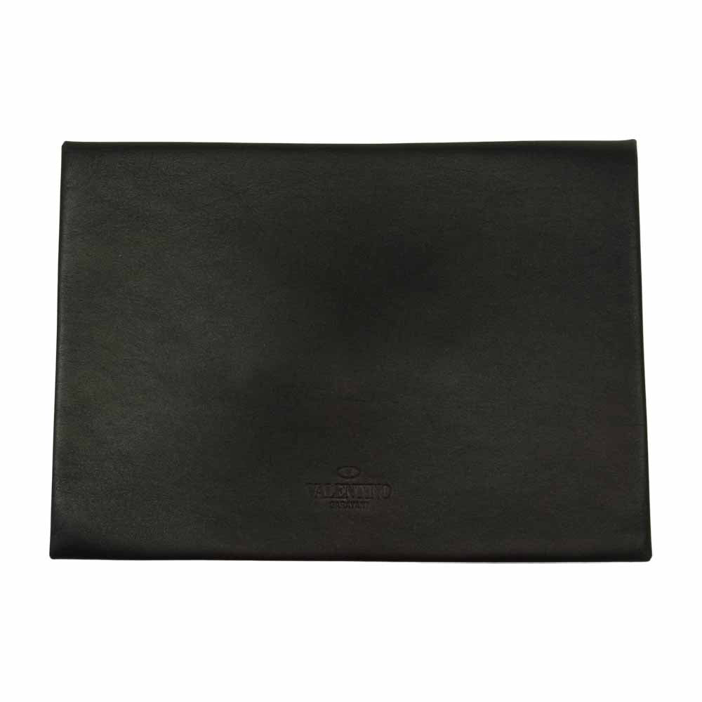 VALENTINO ヴァレンティノ GARAVANI ガラヴァーニ スタッズ セカンド レザー クラッチバッグ ブラック系【中古】