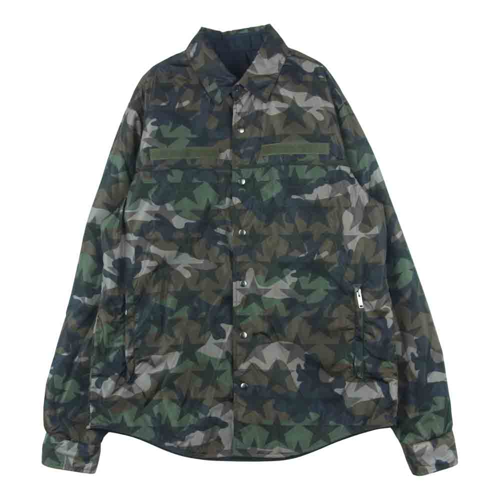 VALENTINO ヴァレンティノ 17AW LV3AB7203FG Camustars スターカモ ナイロン リバーシブル シャツ ジャケット グリーン系 ブラウン系 ブラック系 M【中古】