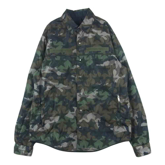 VALENTINO ヴァレンティノ 17AW LV3AB7203FG Camustars スターカモ ナイロン リバーシブル シャツ ジャケット グリーン系 ブラウン系 ブラック系 M【中古】