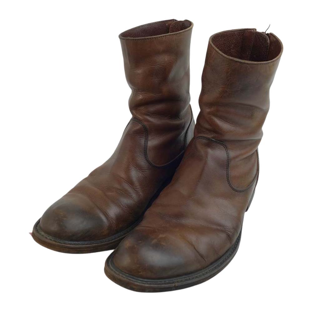 PADRONE パドローネ バック ジップ ブーツ ブラウン系 実寸約26㎝【中古】