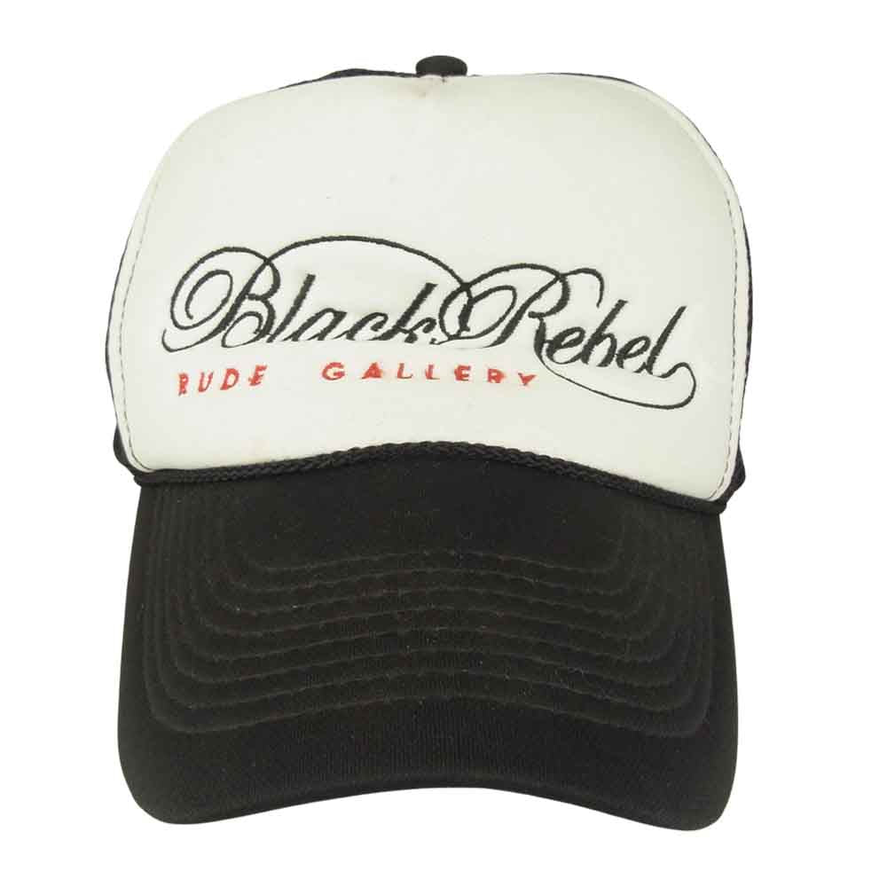 RUDE GALLERY BLACK REBEL ルードギャラリーブラックレーベル ロゴ メッシュ キャップ ブラック系【中古】