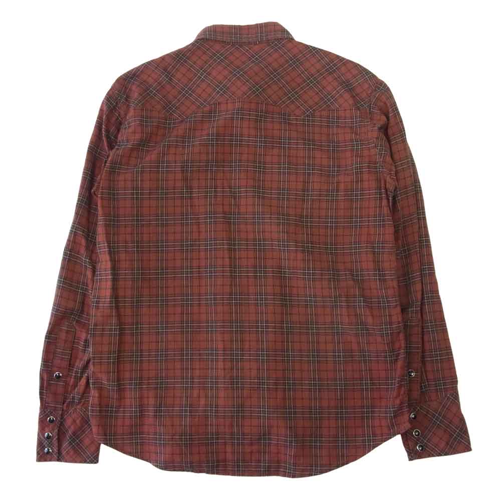 RUDE GALLERY BLACK REBEL ルードギャラリーブラックレーベル ウェスタン シャツ チェック 長袖  エンジ系 M【中古】