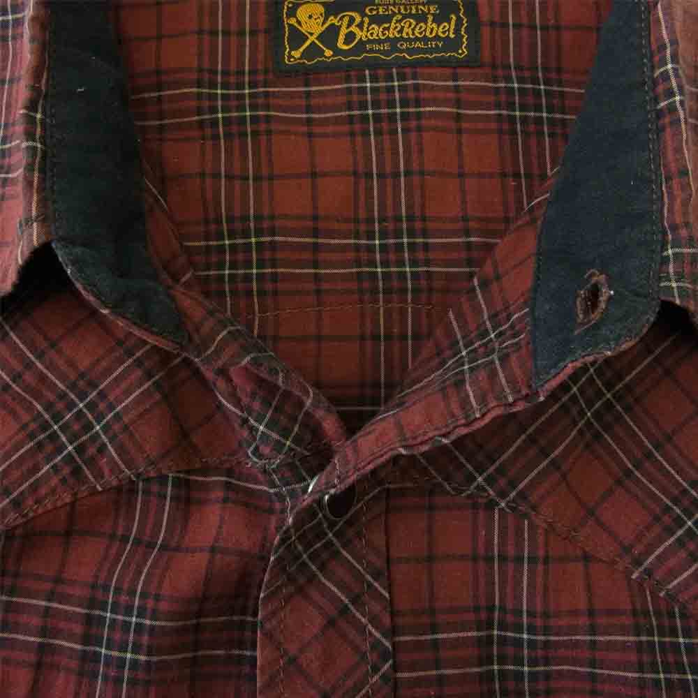RUDE GALLERY BLACK REBEL ルードギャラリーブラックレーベル ウェスタン シャツ チェック 長袖  エンジ系 M【中古】
