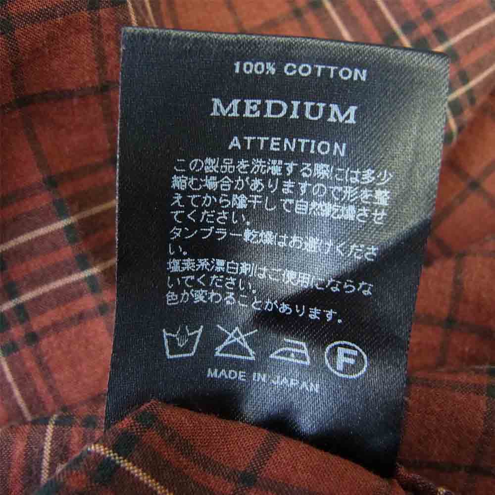RUDE GALLERY BLACK REBEL ルードギャラリーブラックレーベル ウェスタン シャツ チェック 長袖  エンジ系 M【中古】