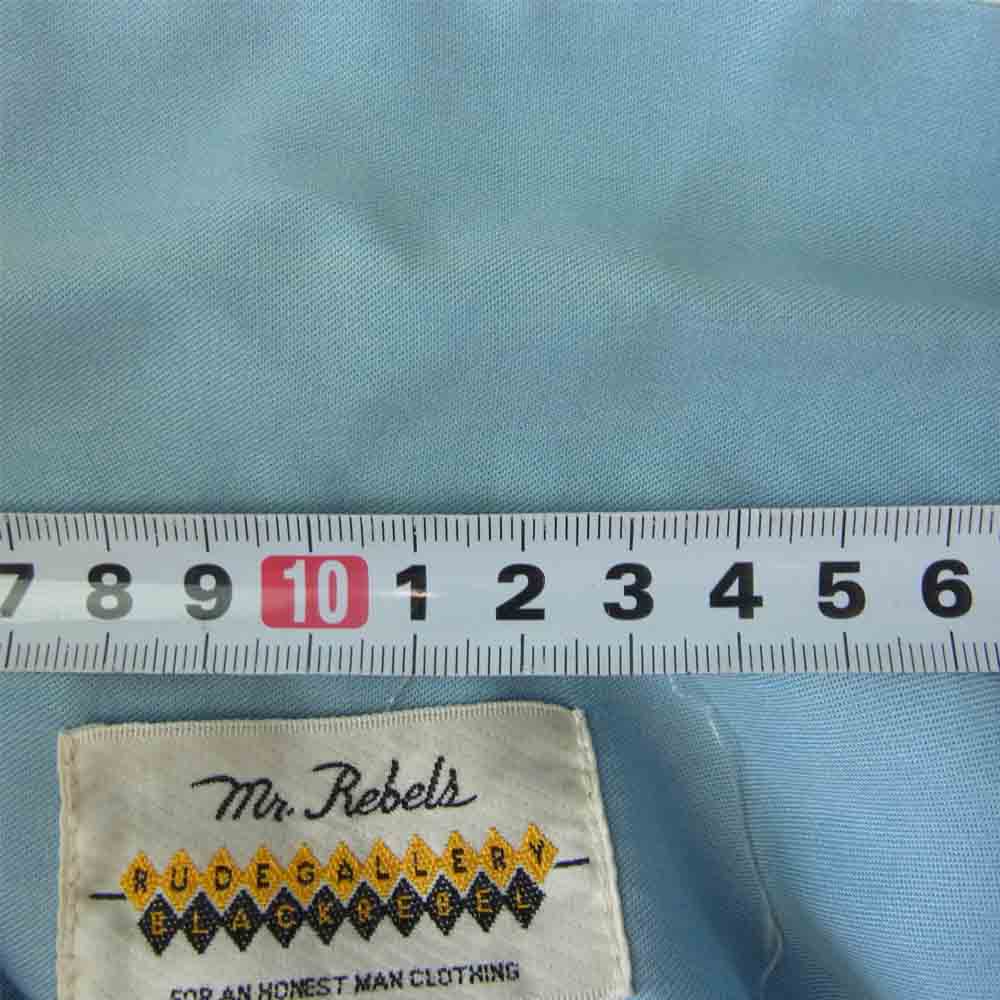 RUDE GALLERY BLACK REBEL ルードギャラリーブラックレーベル オープンカラー ボーリング シャツ 半袖 スワロー 刺繍 ブルー系 L【中古】