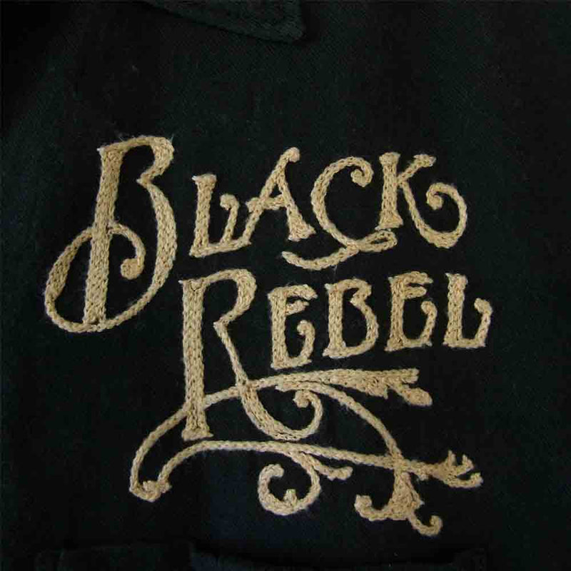 RUDE GALLERY BLACK REBEL ルードギャラリーブラックレーベル オープンカラー ボーリング シャツ 半袖 ロゴ 刺繍 ブラック系 L【中古】