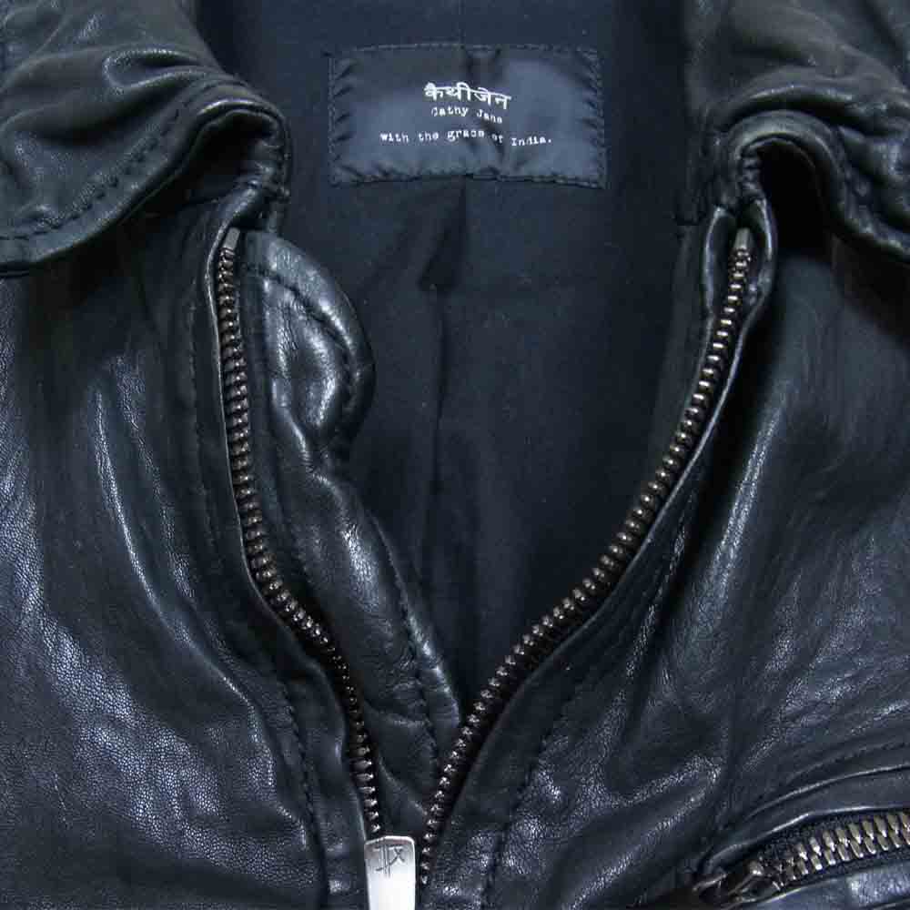キャシージェーン CJL125 レザー シングル ライダース ジャケット ブラック系 1【中古】