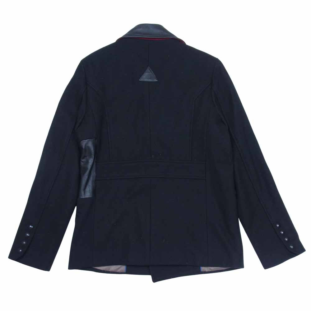 ジェネラルアイデア H3X02007 シープスキン レザー 切替 ウール ピーコート ブラック系 M【中古】