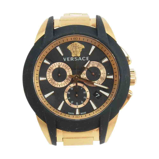 VERSACE ヴェルサーチ VEM800318 キャラクタークロノ クロノグラフ クオーツ 腕時計 ゴールド系【中古】