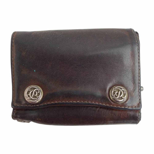 CHROME HEARTS クロムハーツ（原本有） 3FOLD フローラルボタン 3フォールド ウォレット ブラウン系【中古】